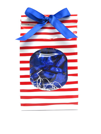 STRIPED BAG WITH FOILED CHOCOLATES